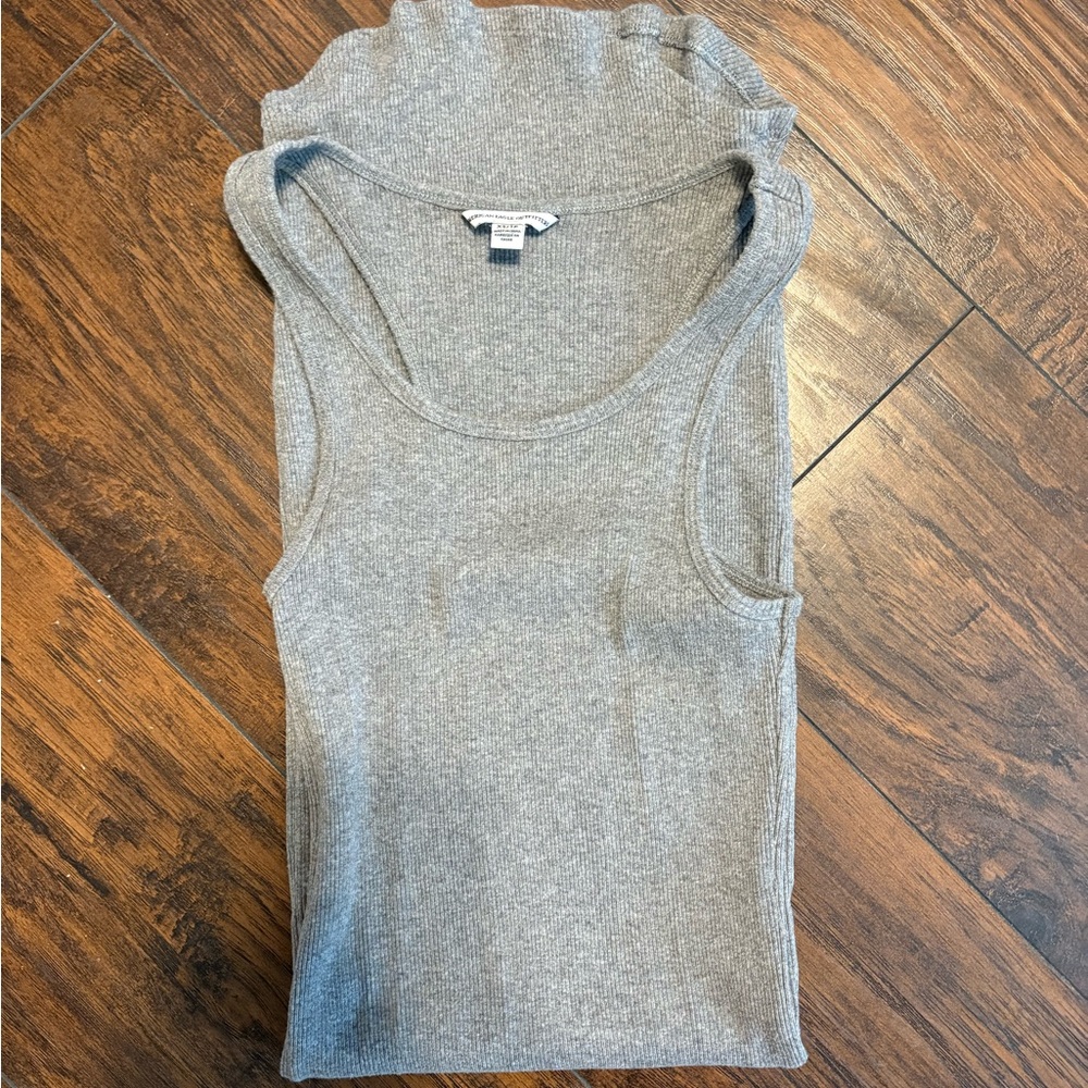 American Eagle Outfitters Gray Ribbed Tank Top